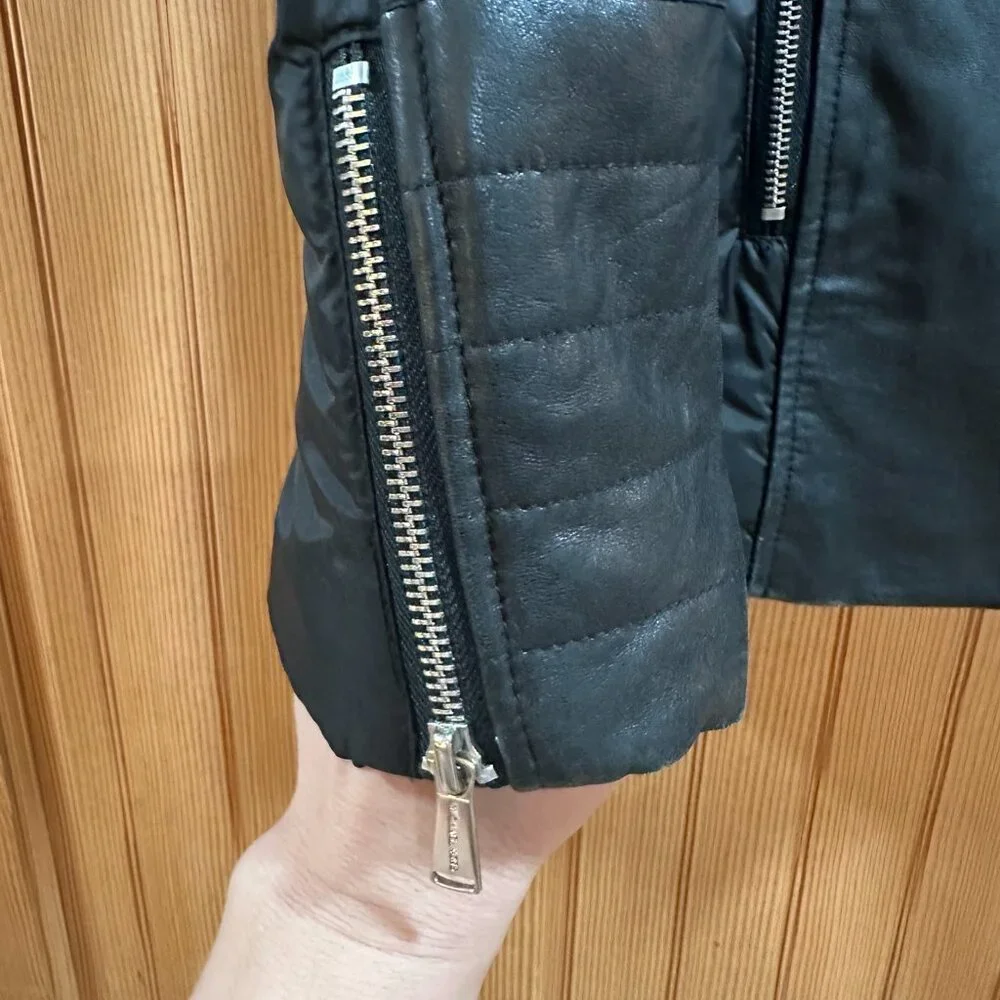 Michael Kors Moto Coat with Asymmetrical Front Zipper & Faux Fur Collar Size M - Picture 10 of 12